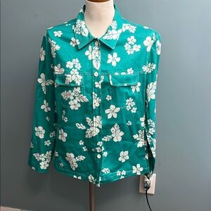 Pendleton Women’s Teal/White Floral Shirt/Jacket sz XL